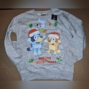 NEW Bluey Kids Merry Christmas Sweatshirt - Gray Sz Medium